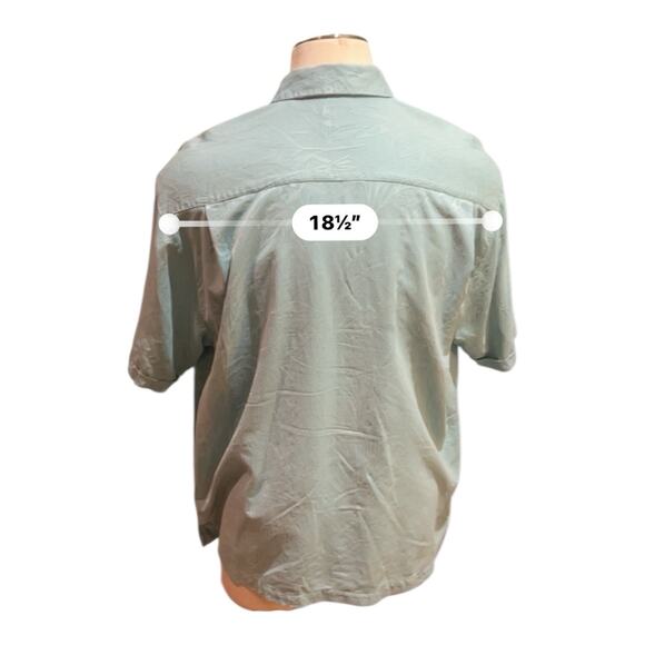 Jamaica Jaxx Blue Embossed 100% Silk Hawaiian Shirt Size XXL Aloha - Picture 6 of 12